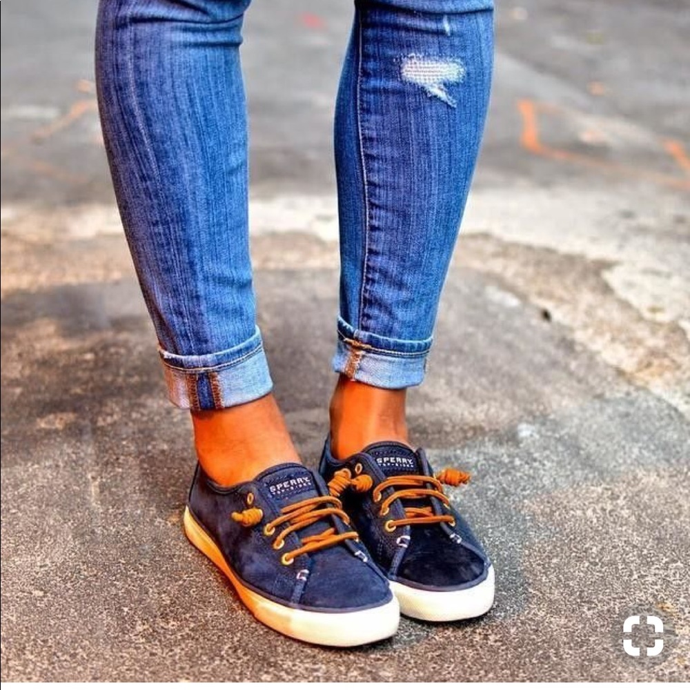 Yellow Sperry topsider slide on sneakers
